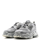 Balenciaga Fabric Mesh Dyed Mens Triple S Sneakers 45 Grey