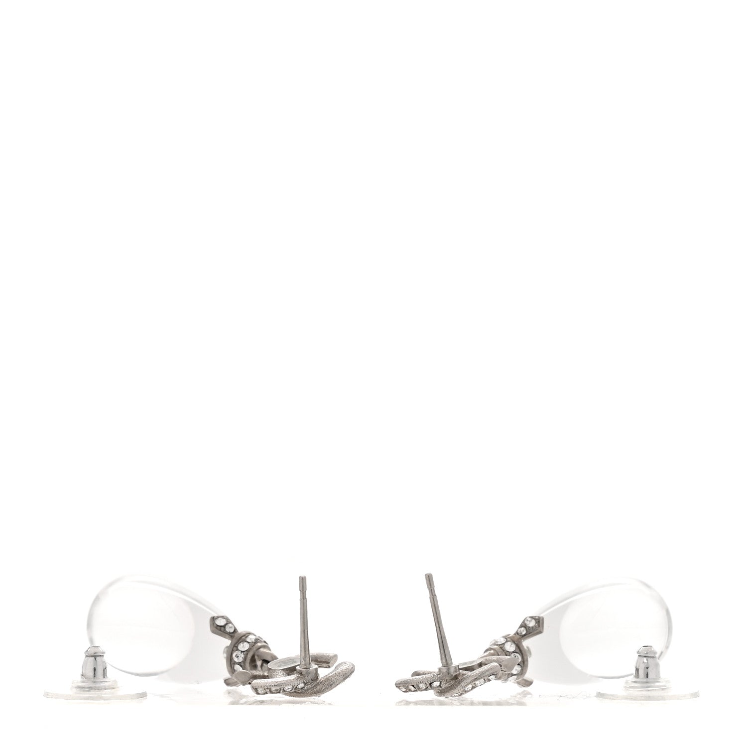 Chanel Ruthenium Crystal CC Drop Earrings Silver