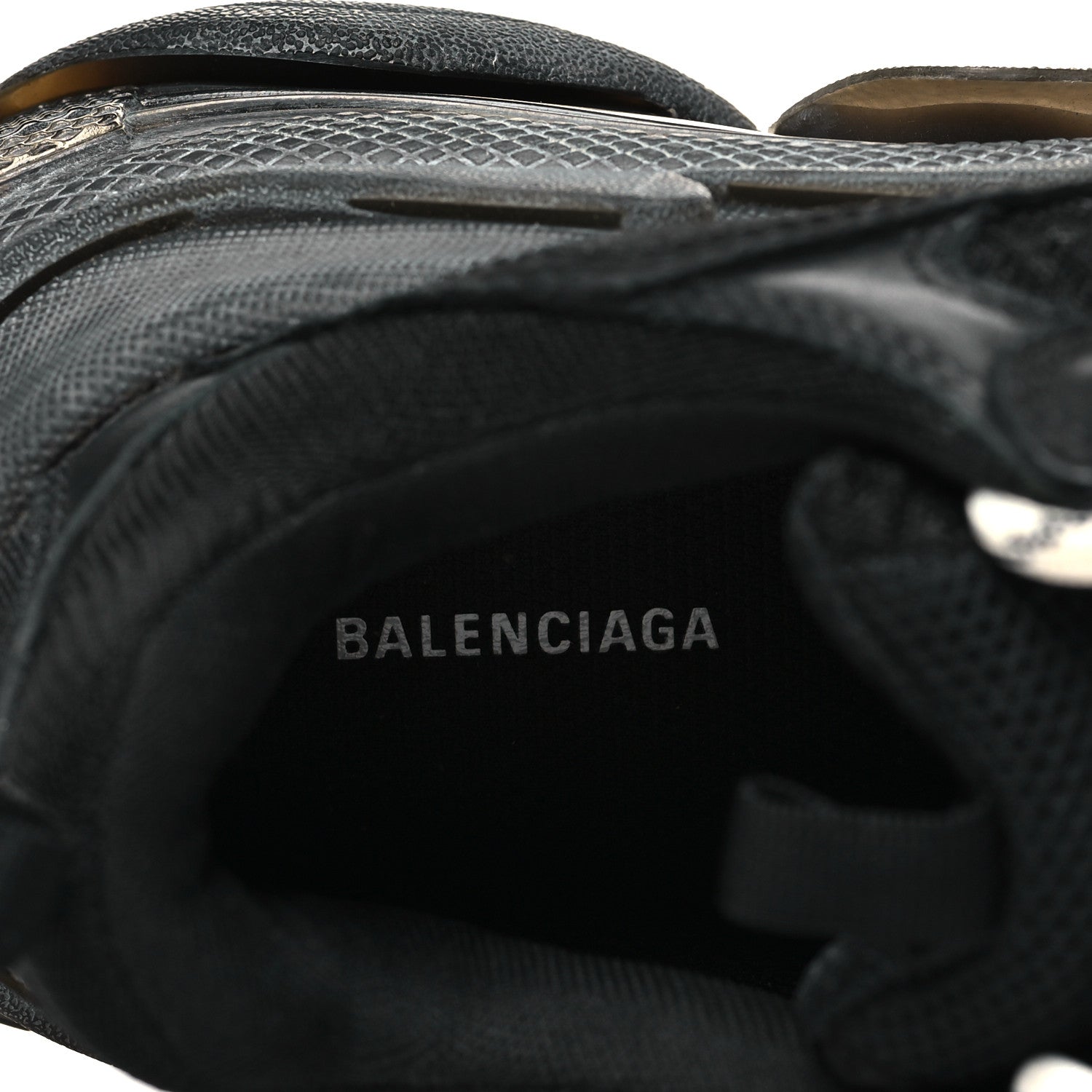 Balenciaga Fabric Mesh Clear Sole Womens Triple S Sneakers 38 Black