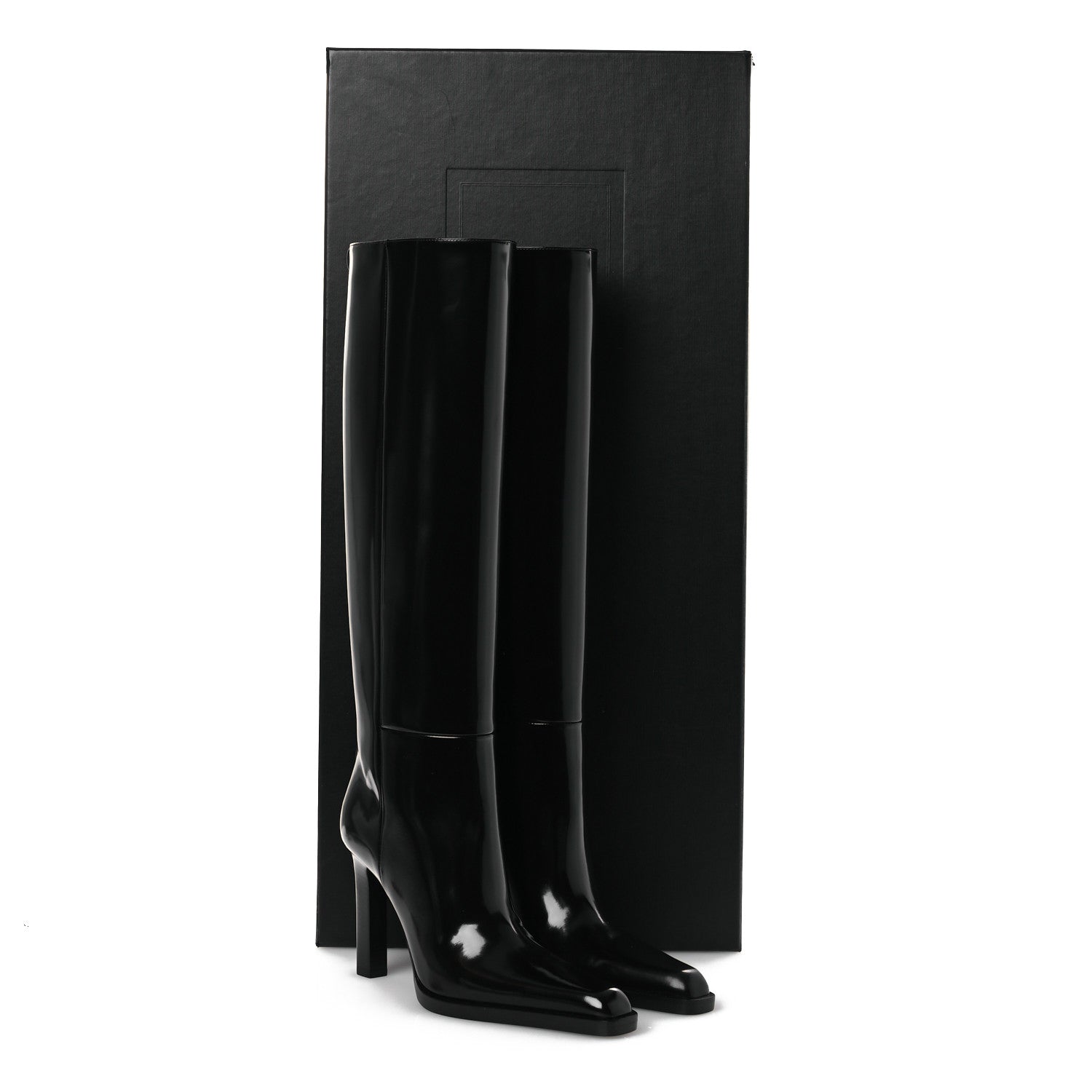 Saint Laurent Vitello Marilyn Nina 95 Knee High Boots 38 Black