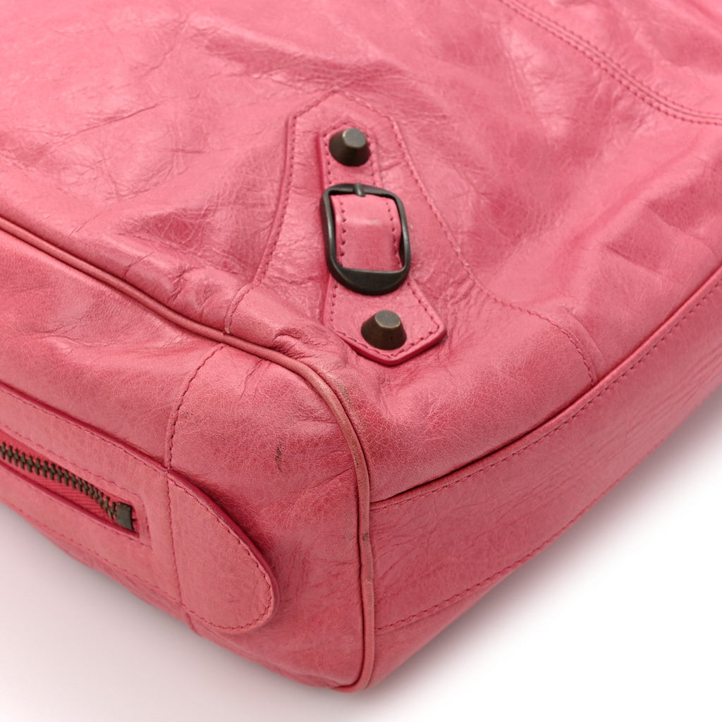 Balenciaga Agneau Classic Hardware Briefcase Tote Pivoine