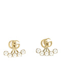 Gucci Metal Pearl Double G Drop Earrings Gold