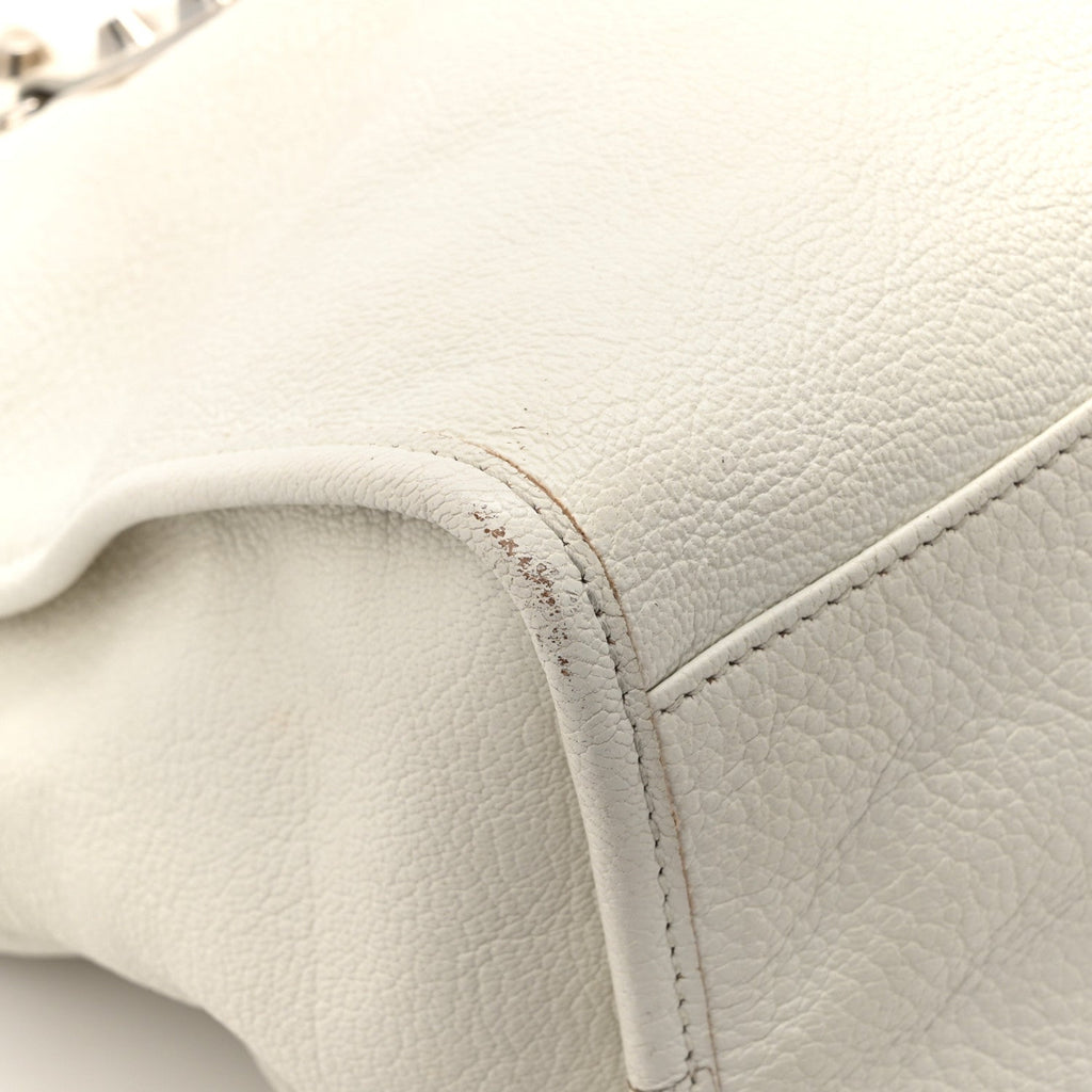 Balenciaga Chevre Silver Metallic Edge Hardware City White