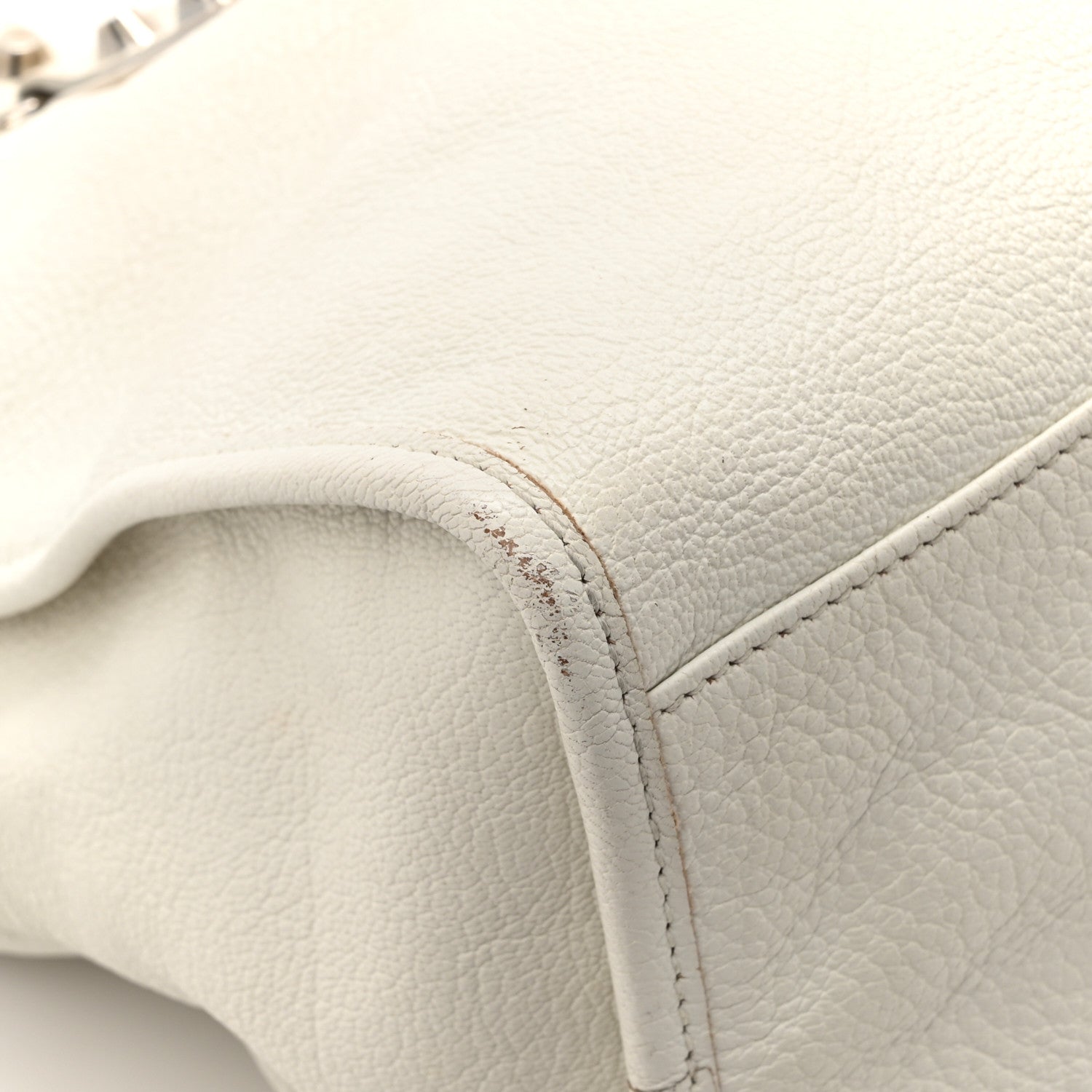 Balenciaga Chevre Silver Metallic Edge Hardware City White