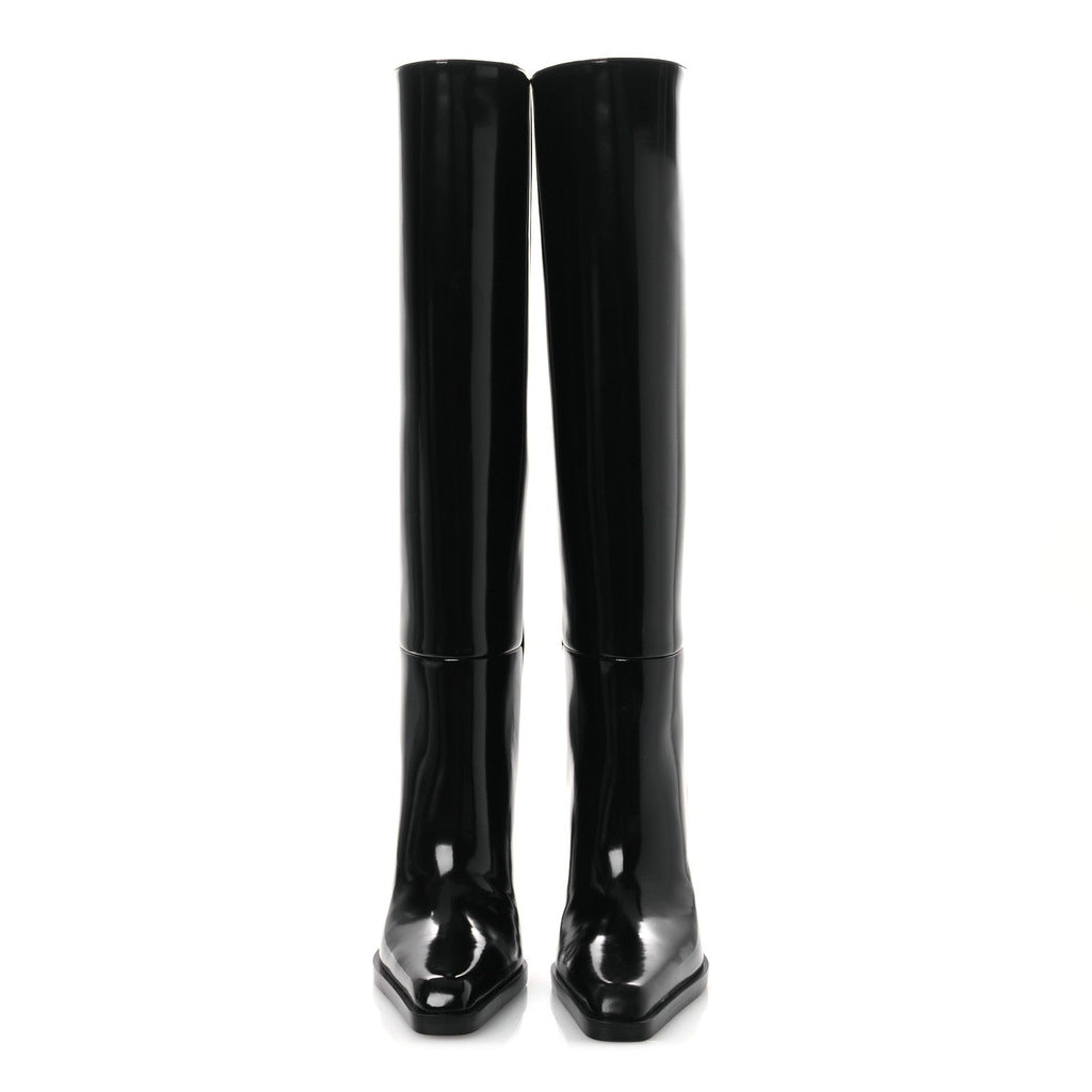 Saint Laurent Vitello Marilyn Nina 95 Knee High Boots 38 Black