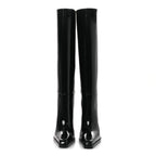 Saint Laurent Vitello Marilyn Nina 95 Knee High Boots 38 Black