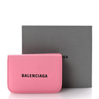 Balenciaga Calfskin Logo Everyday Mini Wallet Pink