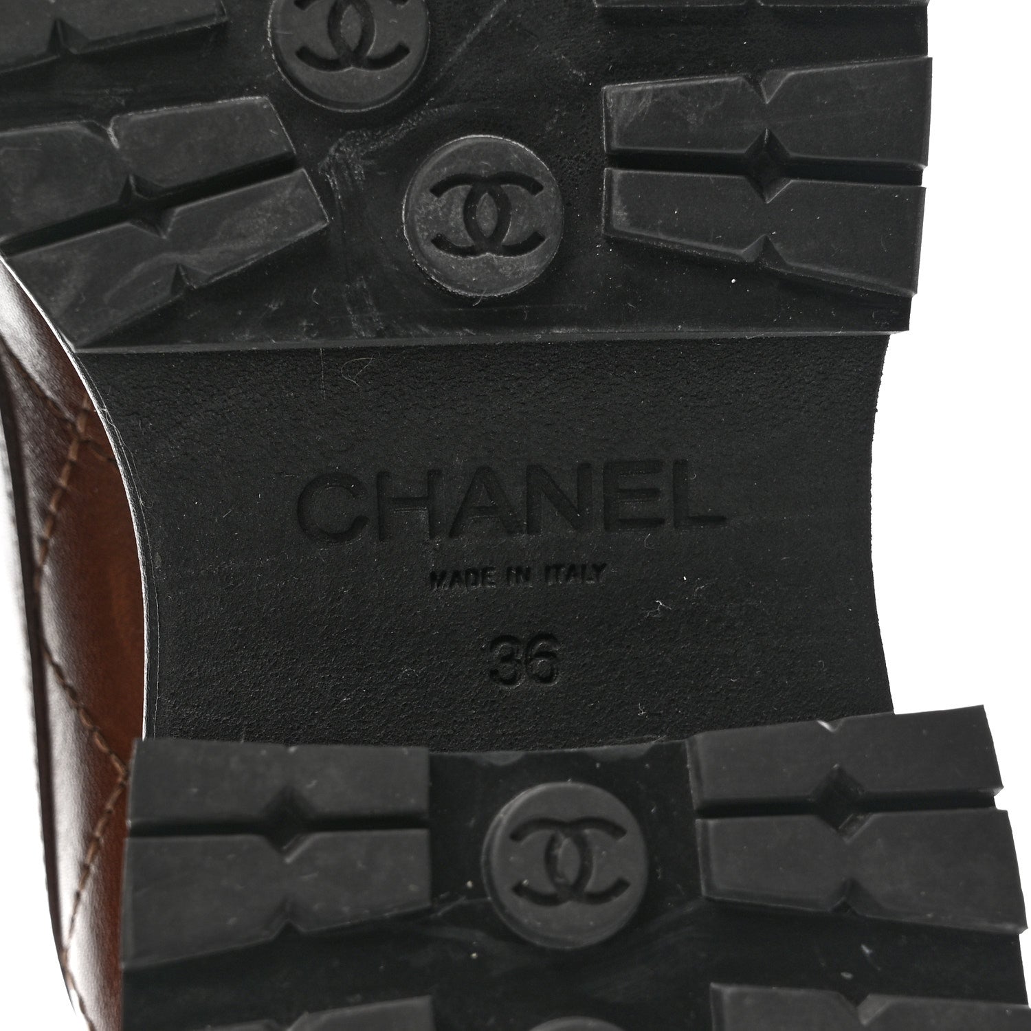 Chanel Calfskin Quilted CC Mocassin Loafers 36 Brown