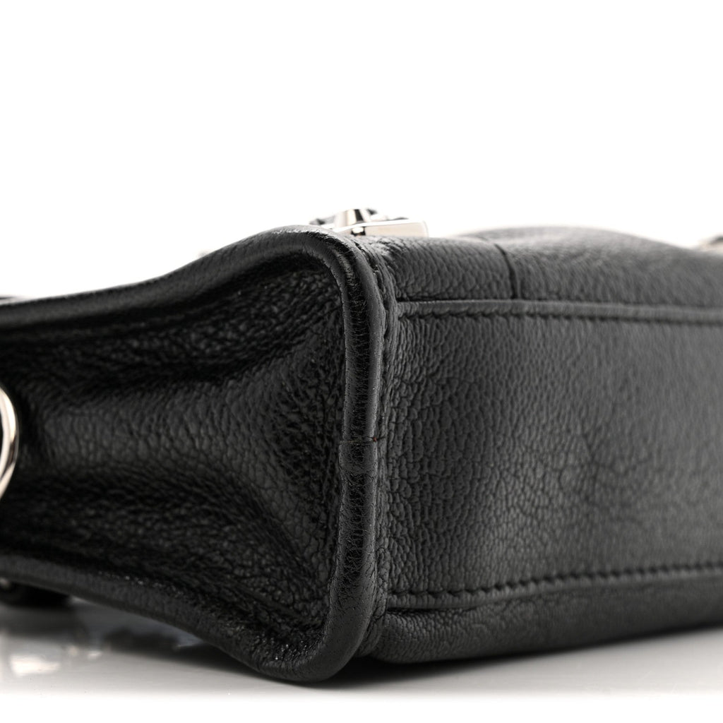Balenciaga Chevre Silver Metallic Edge Hardware Nano City Black