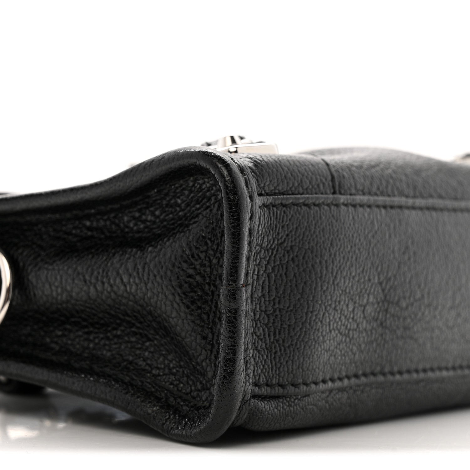 Balenciaga Chevre Silver Metallic Edge Hardware Nano City Black