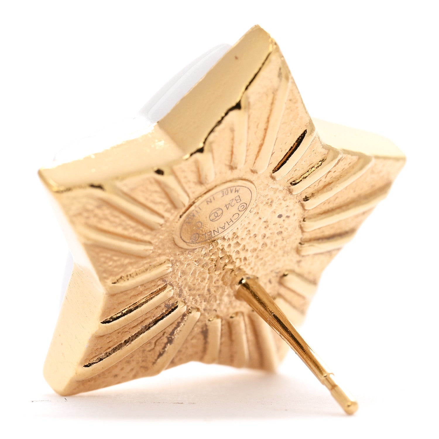 Chanel Pearl Crystal CC Star Earrings Gold
