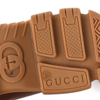 Gucci Quebec Calfskin Web Mens Interlocking G Lace Up Combat Up Combat Boots 8 Cuir Mystic White Ebony Beige