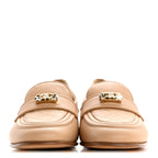 Chanel Lambskin Quilted Womens CC Loafers 37 Dark Beige