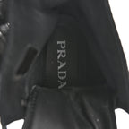 Prada Spazzolato Rois Nylon Metal Triangle Logo Monolith Pouch Pocket 55mm Boots 36.5 Black