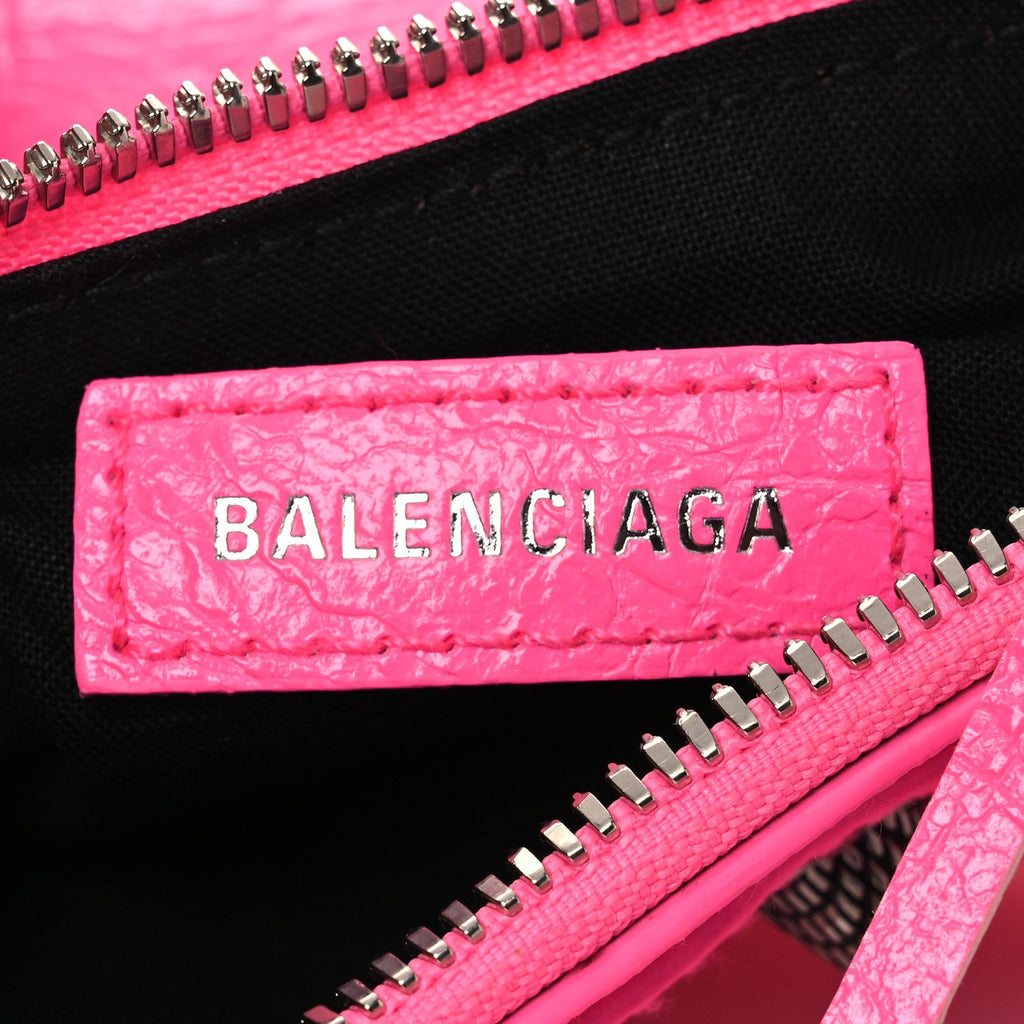Balenciaga Agneau Arena Le Cagole Shoulder Bag XS Hot Pink