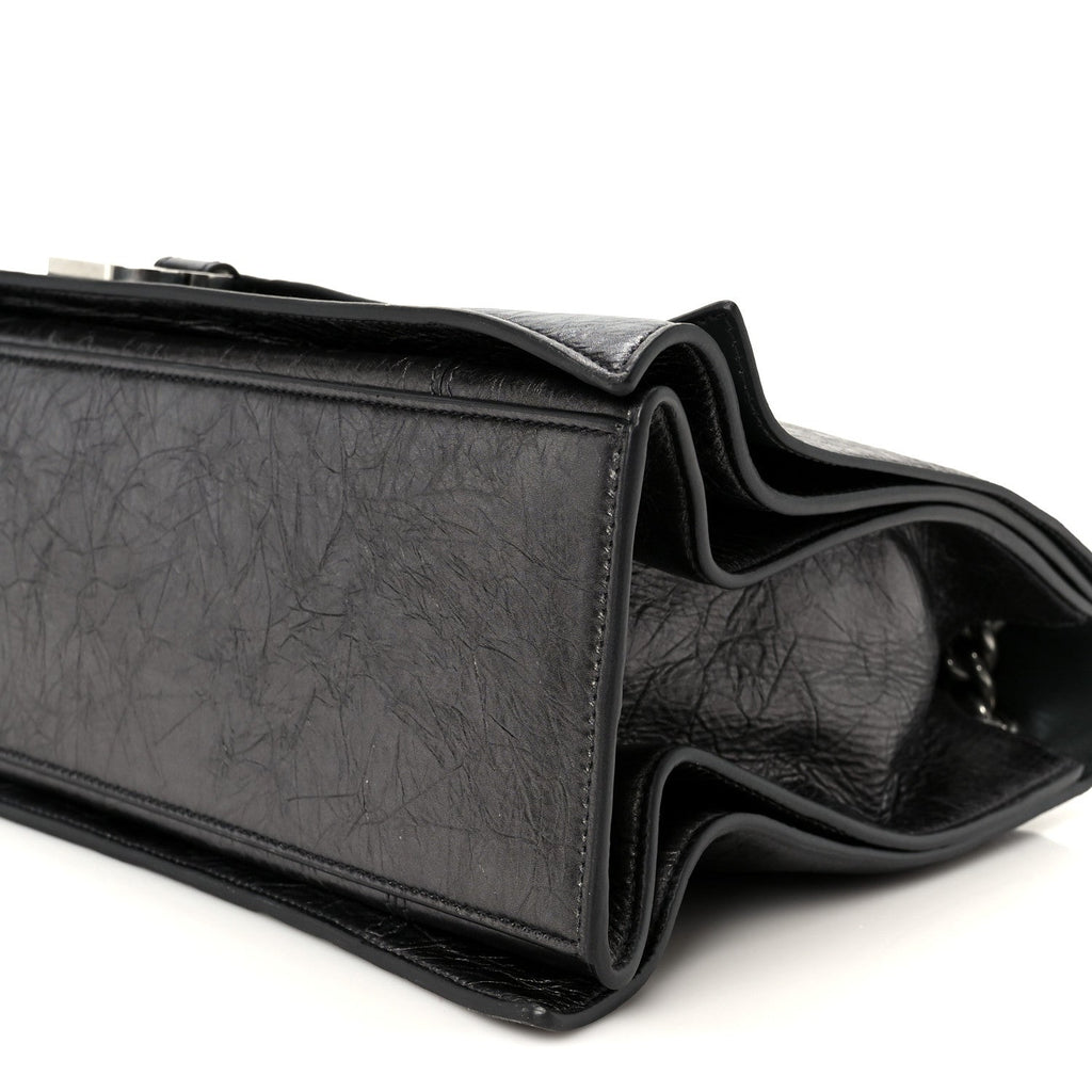 Balenciaga Metallic Crushed Calfskin Large Crush Chain Bag Steel Grey