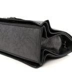 Balenciaga Metallic Crushed Calfskin Large Crush Chain Bag Steel Grey
