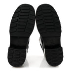Chanel Shiny Calfskin Velvet Pearl Combat Short Boots 37 Black
