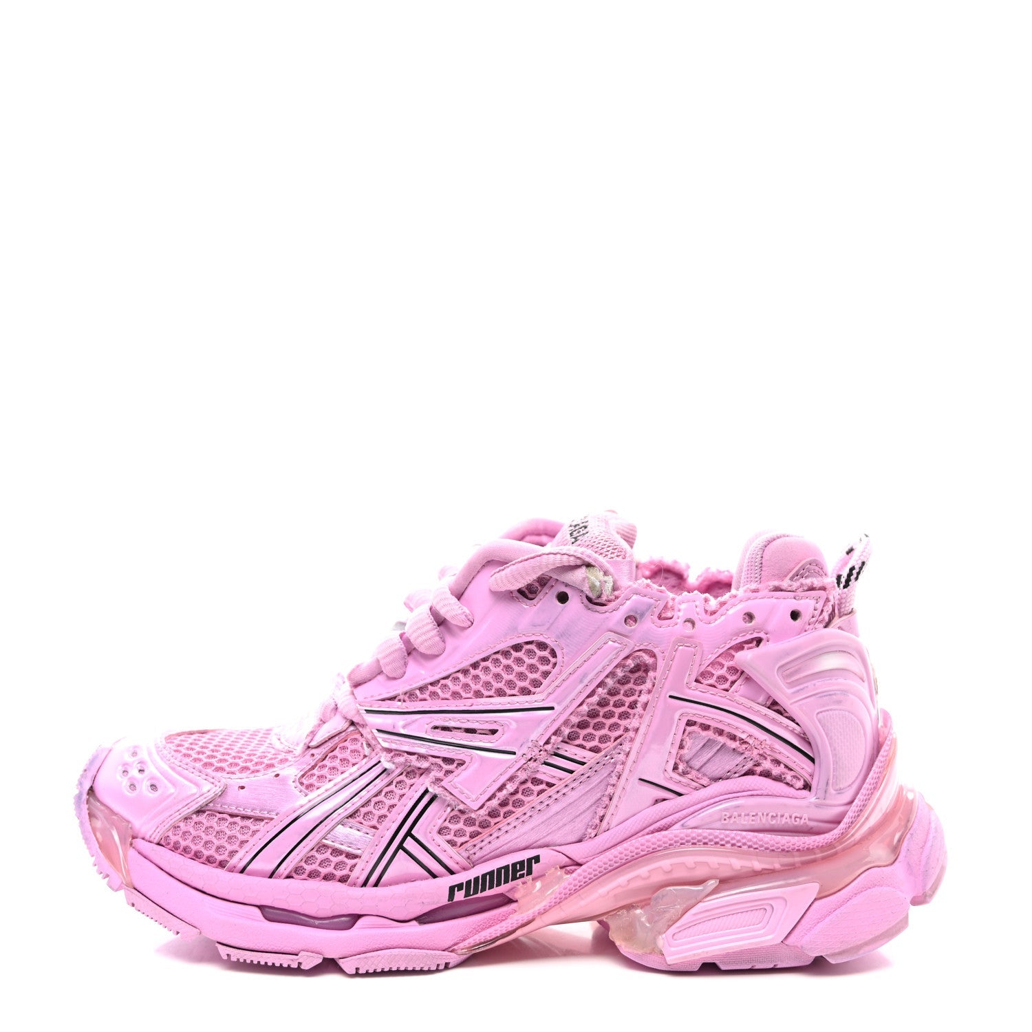 Balenciaga Mesh Rubber Distressed Womens Runner Sneakers 35 Pink