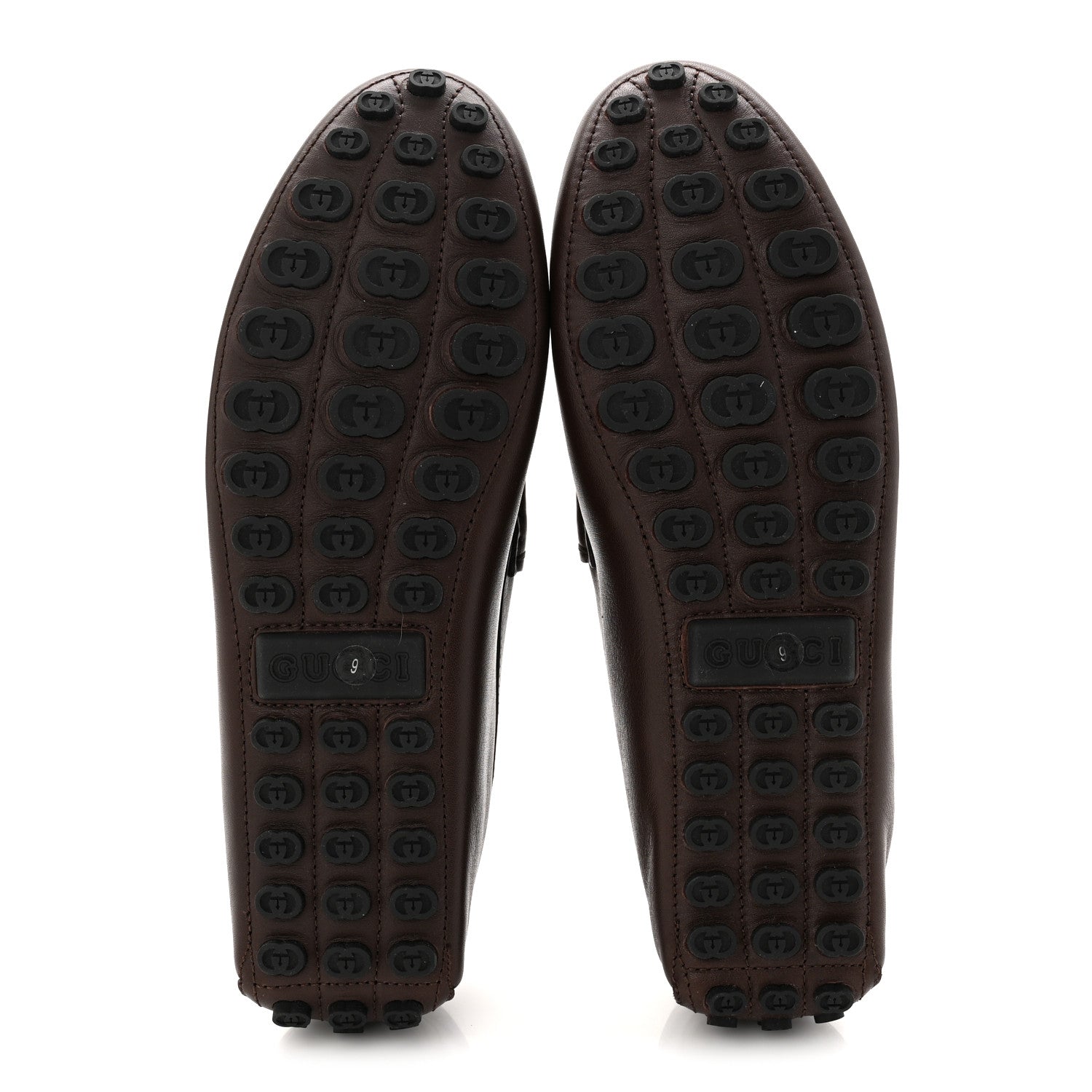 Gucci Soft Clove Calfskin Mens Horsebit Driver Loafers 9 Cocoa