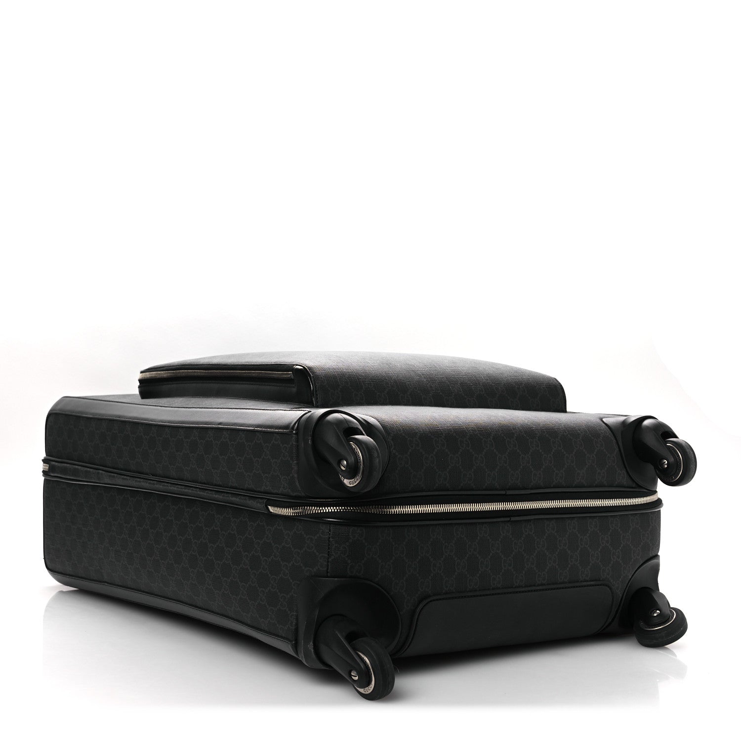 Gucci GG Supreme Monogram Large Four Wheel Suitcase Black Grey