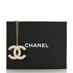 Chanel Metal Quilted CC Pendant Necklace Gold White