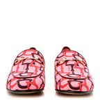 Gucci Betis Glamour Canvas Horsebit Print Womens Jordaan Loafers 39.5 Pink Rosso Ancora