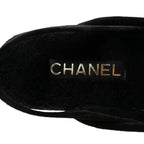Chanel Suede Calfskin CC Slingback Loafers 39 Black