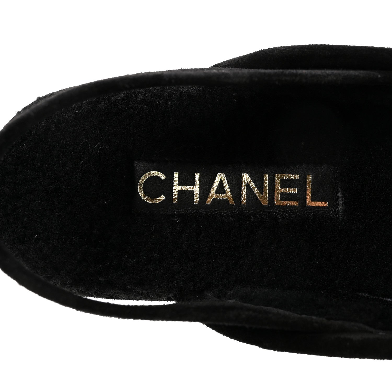 Chanel Suede Calfskin CC Slingback Loafers 39 Black