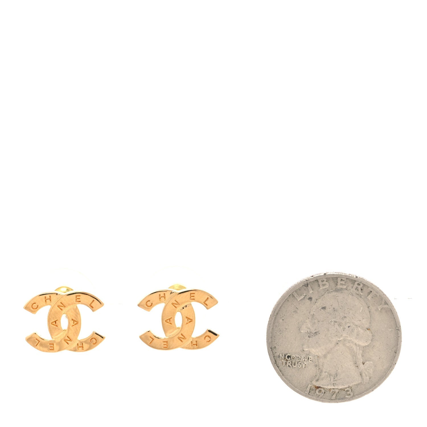 Chanel Metal CC Paris Button Stud Earrings Gold