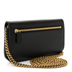 Balenciaga Grained Calfskin Logo Cash Phone Holder Wallet On Chain Black