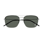 Saint Laurent Sunglasses Aviator Semi Rim, Silver Frame and Grey Lens SL309M002