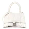 Balenciaga Denim Patchwork Small Hourglass Top Handle Bag White