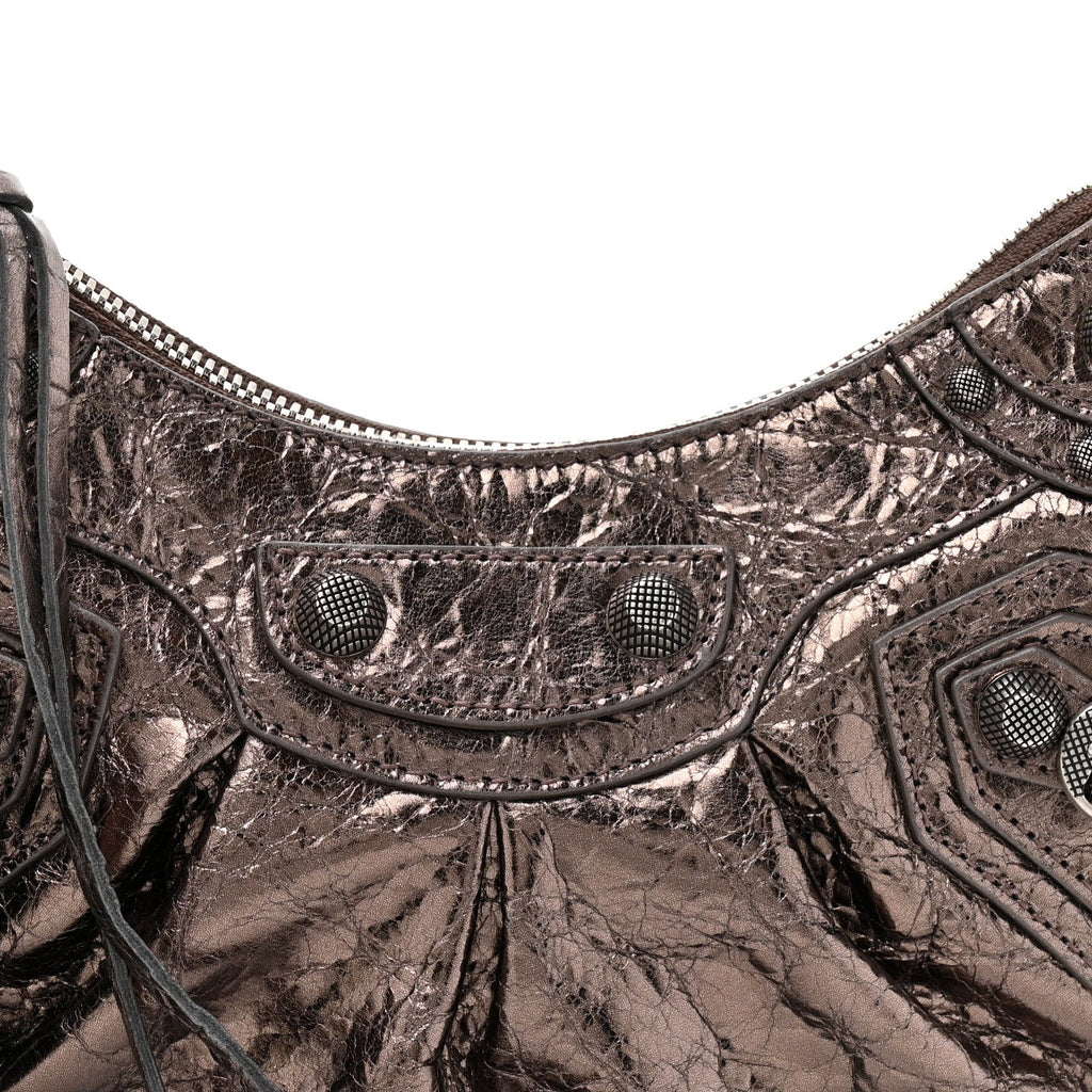 Balenciaga Metallic Agneau Arena Le Cagole Shoulder Bag XS Dark Bronze