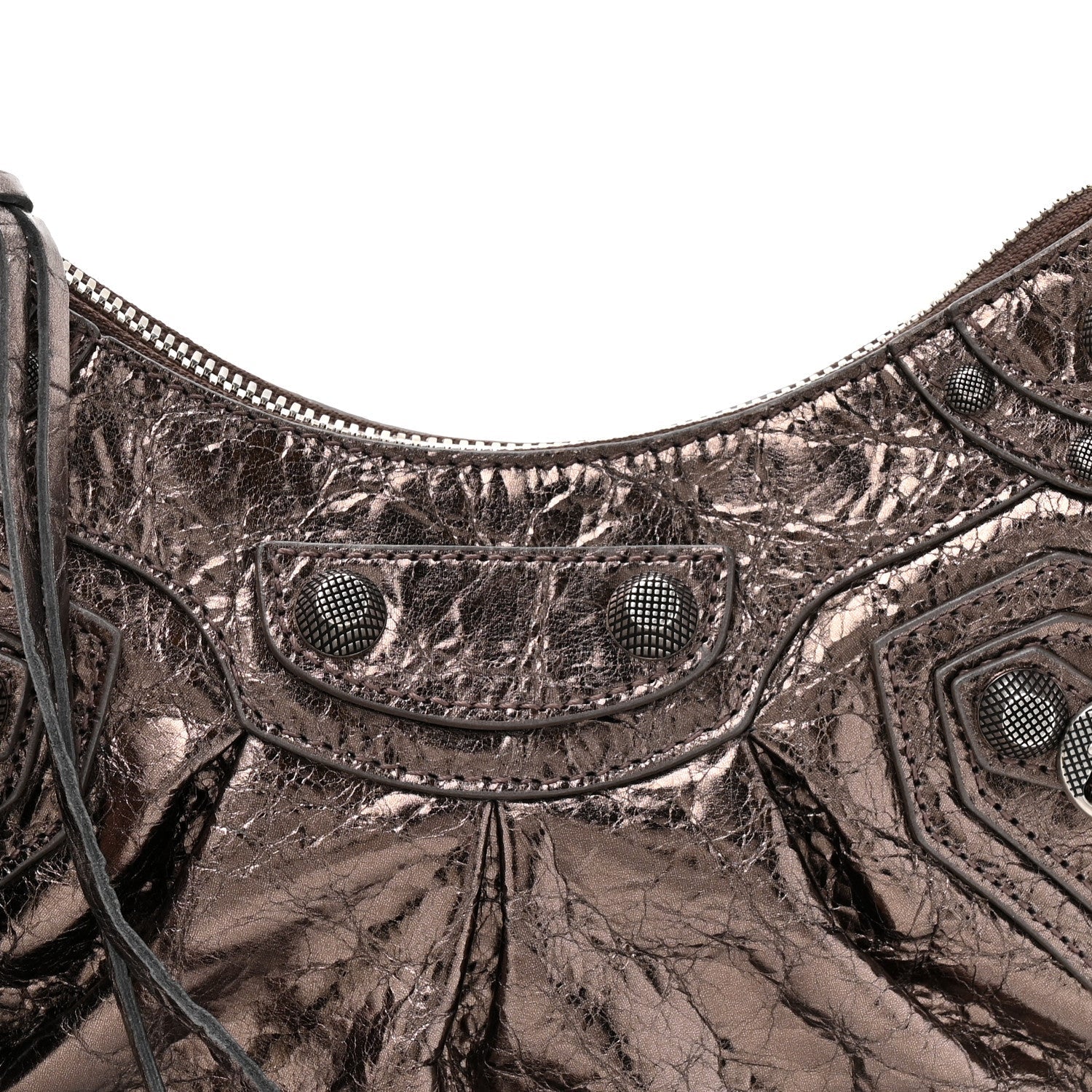 Balenciaga Metallic Agneau Arena Le Cagole Shoulder Bag XS Dark Bronze