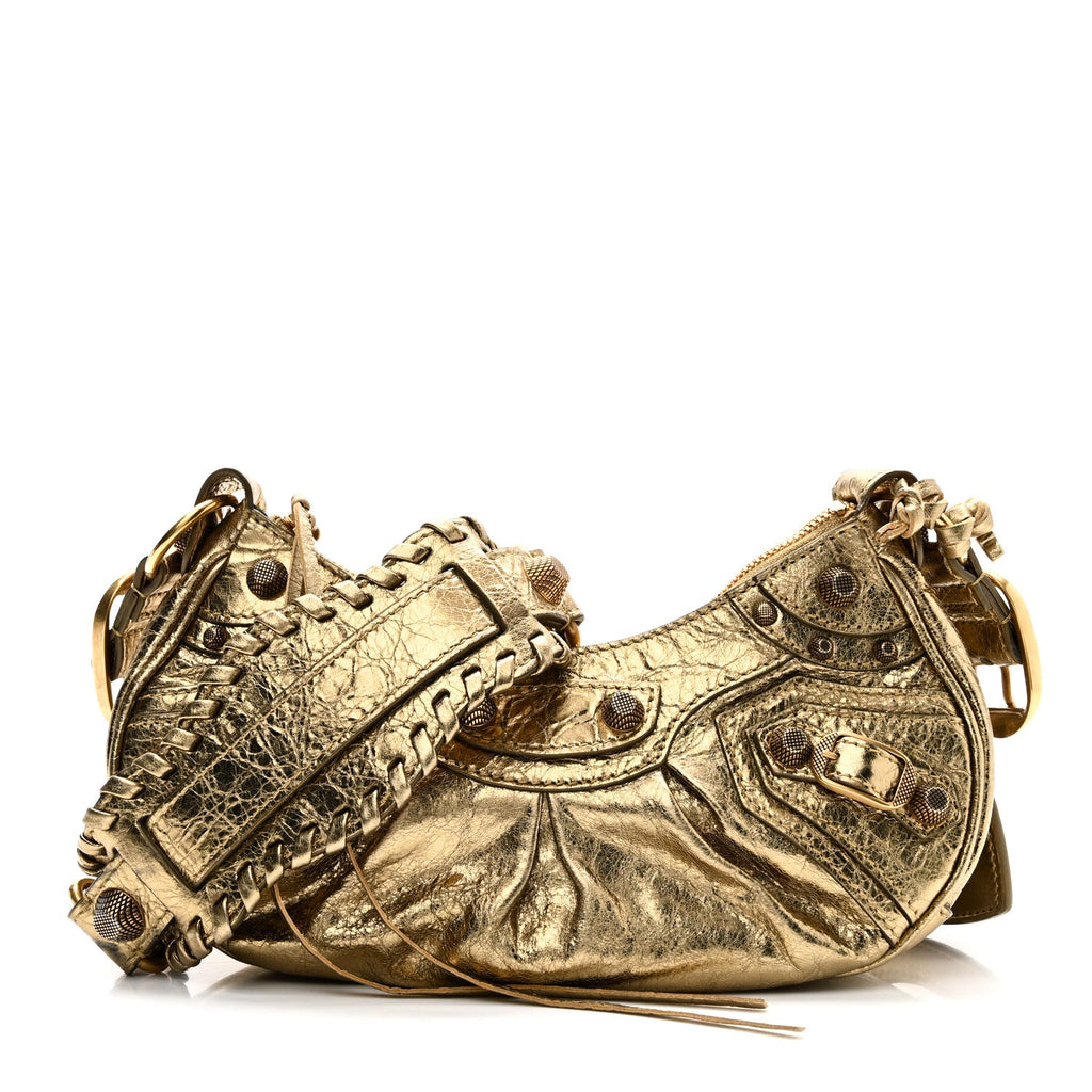 Balenciaga Metallic Agneau Arena Le Cagole Shoulder Bag XS Gold