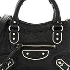 Balenciaga Chevre Silver Metallic Edge Hardware Nano City Black