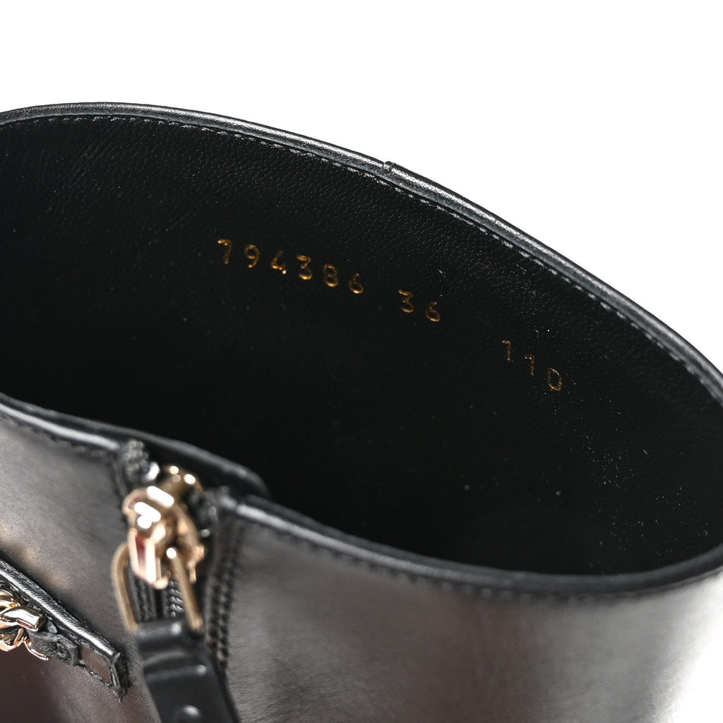 Gucci Calfskin Signoria Ankle Boots 36 Black