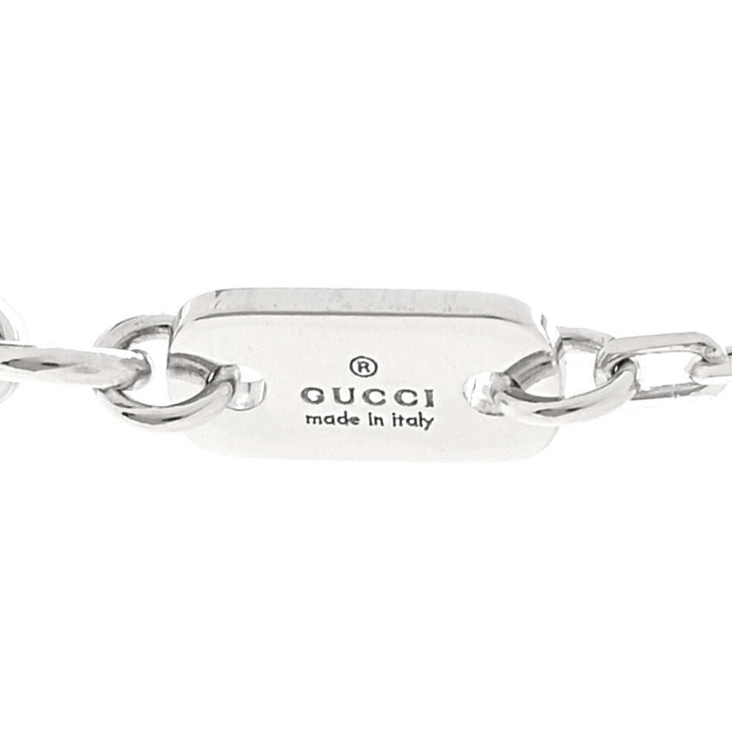 Gucci 18K White Gold Diamond Running GG Pendant Necklace