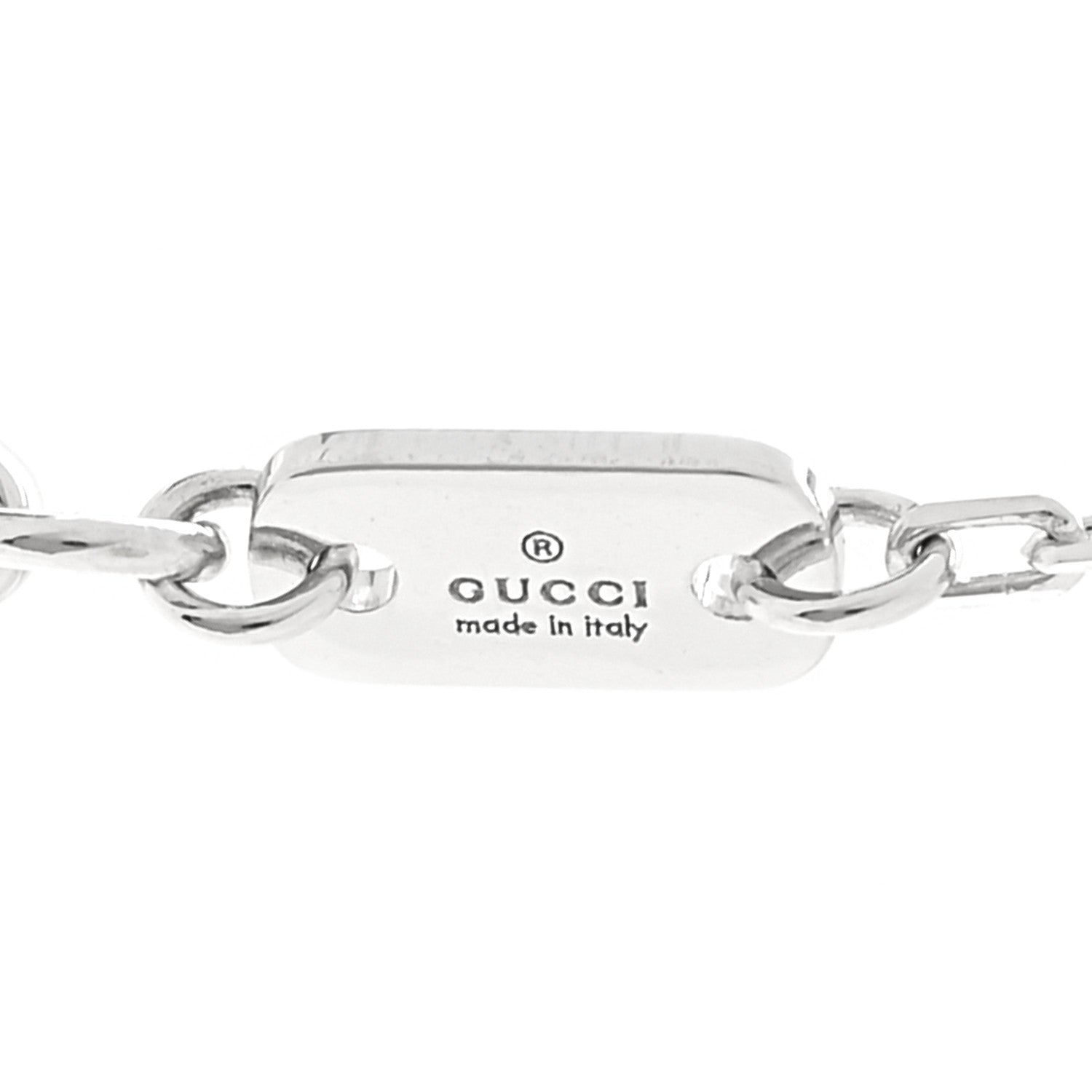 Gucci 18K White Gold Diamond Running GG Pendant Necklace
