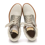 Gucci Calfskin GG Supreme Monogram Nappa Quilted Lace Up Ankle Boots 41 Mystic White Beige