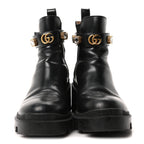 Gucci Calfskin Crystal GG Trip Chelsea Ankle Boots 38 Black