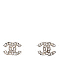 Chanel Crystal Mini CC Earrings Silver