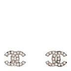 Chanel Crystal Mini CC Earrings Silver