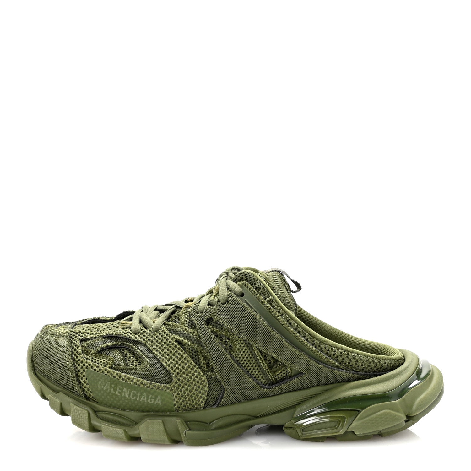 Balenciaga Mesh Rubber Mens Track Mules 41 Kaki