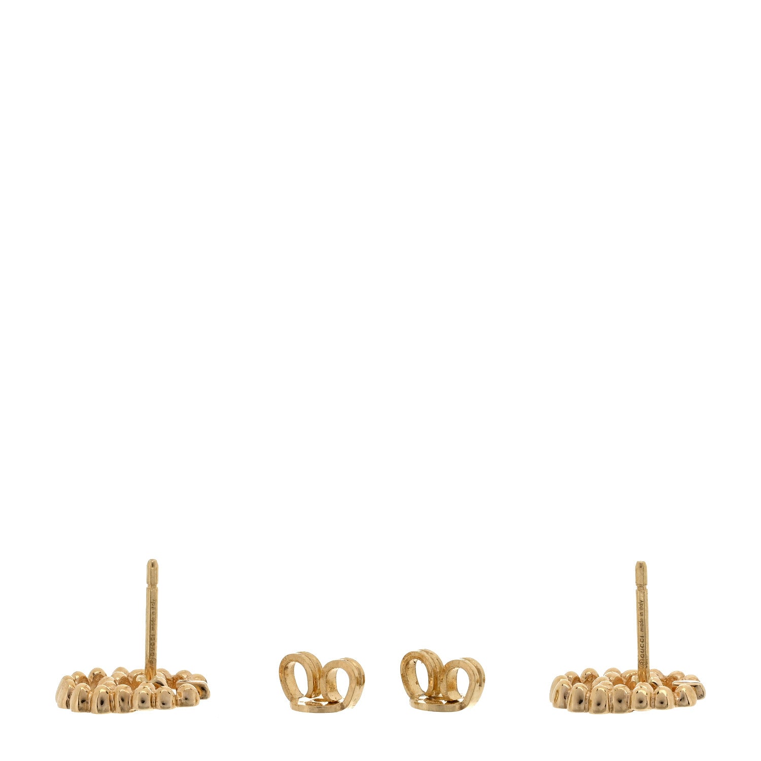 Gucci 18K Yellow Gold Running G Scalloped Stud Earrings
