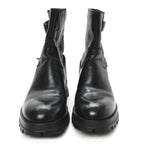 Prada Calfskin Double Buckle Combat Boots 37 Black