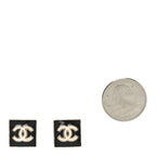 Chanel Enamel CC Square Earrings Black White