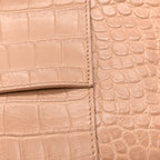 Balenciaga Extra Supple Calfskin Crocodile Embossed Small Downtown Shoulder Bag Nude Beige