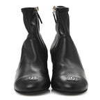 Chanel Stretch Lambskin Cap Toe CC Uniform Short Boots 37.5 Black